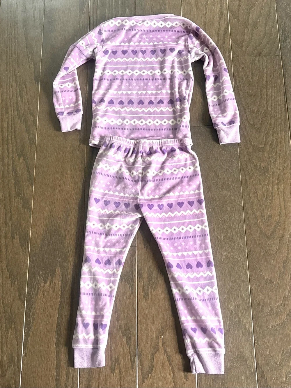 Carters Purple & White Fair Isle Heart 2 Pc Soft Long Sleeve/ Pants Pajamas- 4T.